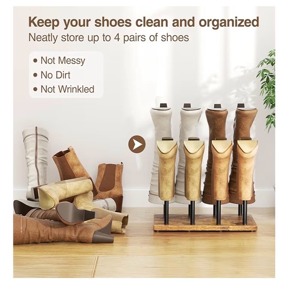 pickpiff Cedar Ball End Boot Rack 4-Pair Shoe Organizer. NEW - Picture 6 of 9